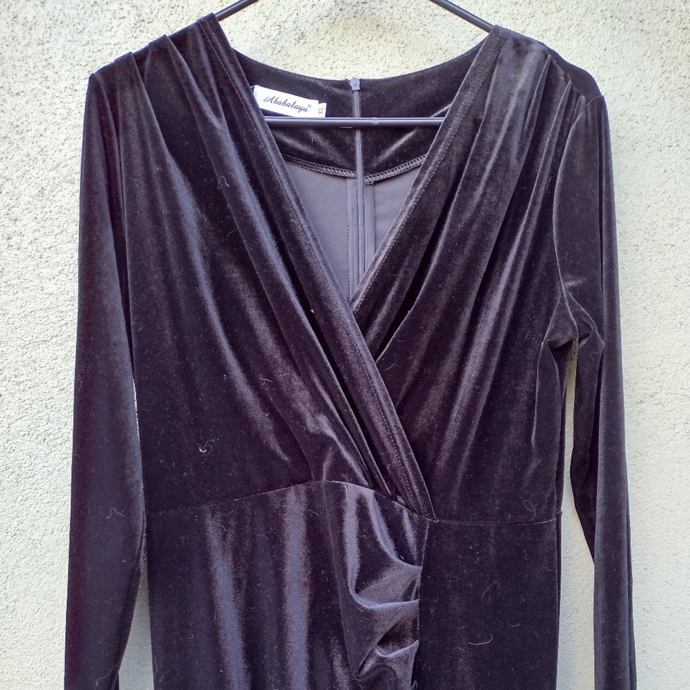 Ababalaya Black Stretch Velvet Dress - XL